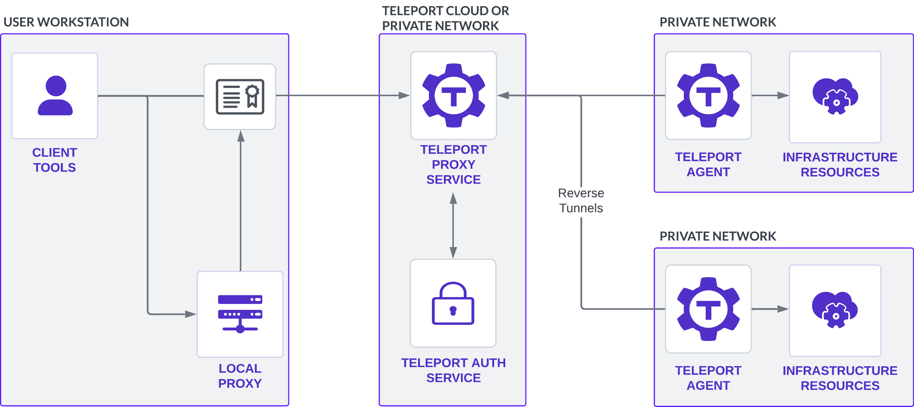 Components of a Teleport agent deployment